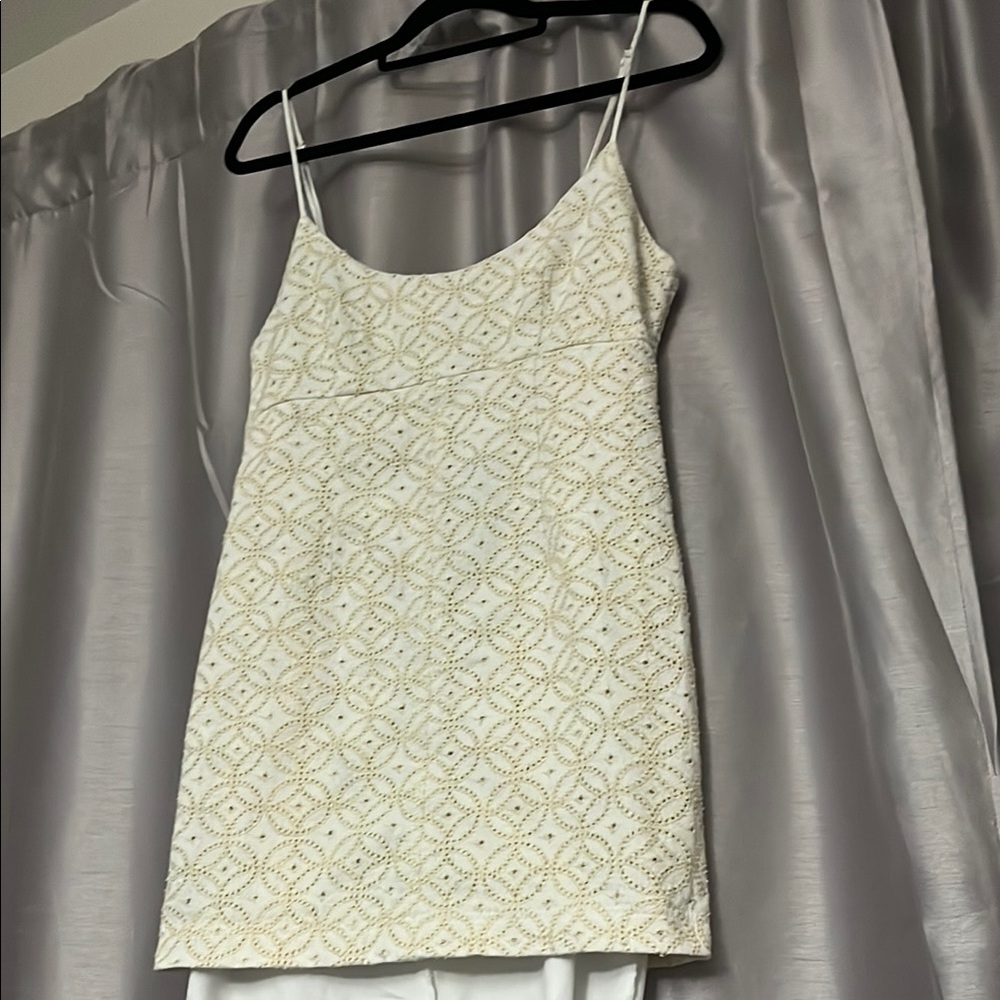 Dee Elly white crème embroidered dress